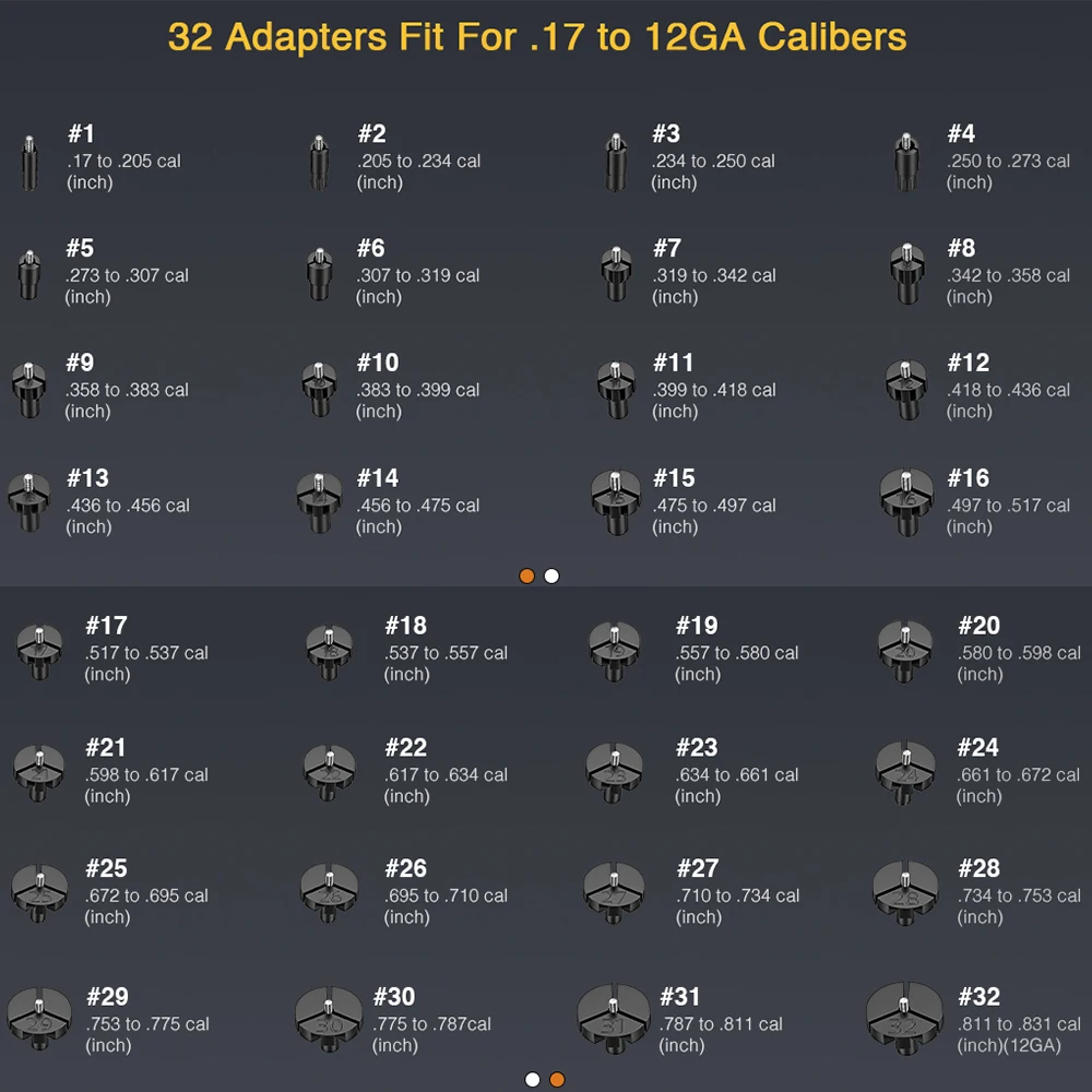 33 Uds. Adaptadores de mira de orificio láser para calibres.17 a 12GA juego de adaptadores de puntero de orificio cabezales adaptadores de puntero láser multicalibre - imagen 5