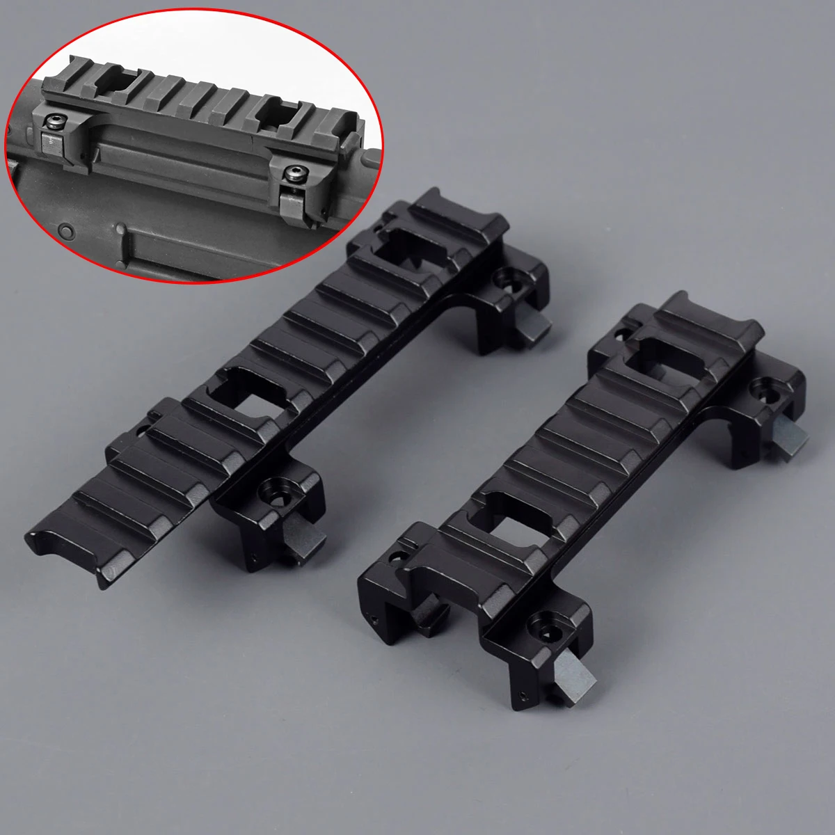 Garra de Base de montaje en riel superior Picatinny, largo y corto táctico, 20mm, para HK SP5 MP5 GSG5 G3 HK53, montaje de mira láser de punto rojo - imagen 2