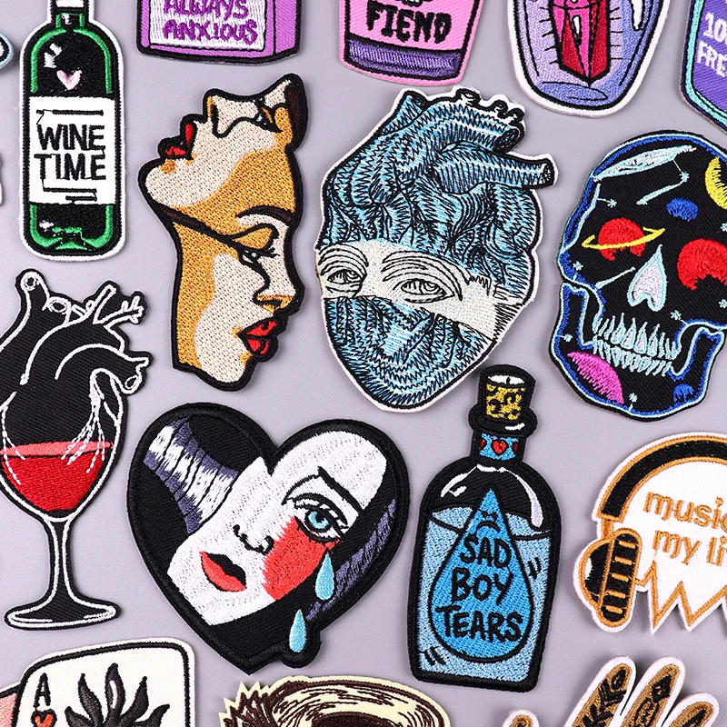 Parche Punk/cráneo, parches bordados DIY para ropa, chaqueta, pantalones vaqueros, parche para botella DIY, parches para planchar ropa, pegatinas para planchar - imagen 3