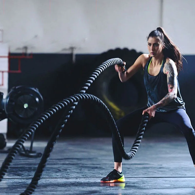 Cuerda de batalla profesional para gimnasio, uso doméstico al aire libre, cuerda de entrenamiento de saltar resistente para entrenamientos de batalla de Fitness de fuerza - imagen 3