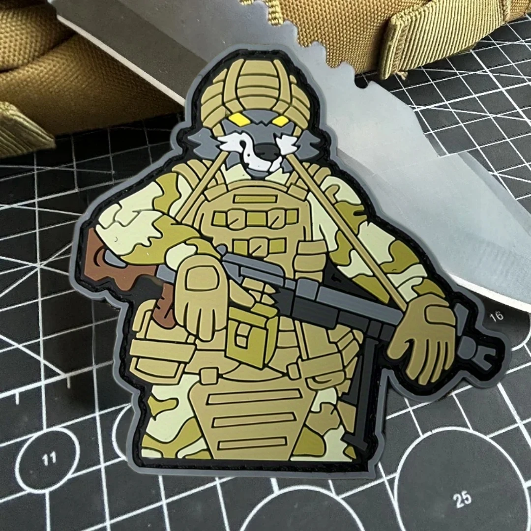 Parche táctico de moral de ametralladora Rex, parches de gancho y bucle de PVC 3D de lobo, pegatina decorativa para mochila al aire libre - imagen 2