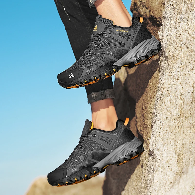 HIKEUP, zapatos de senderismo para hombre, zapatos de escalada de tela de malla, zapatillas de Trekking al aire libre para hombre, suela de goma, salida de fábrica - imagen 5