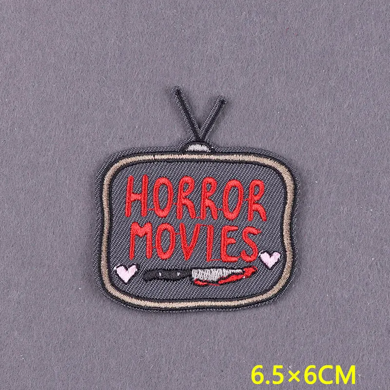 Parche bordado de terror, parches termoadhesivos para planchar en la ropa, rayas, insignias misteriosas DIY, ropa para mochila - imagen 2