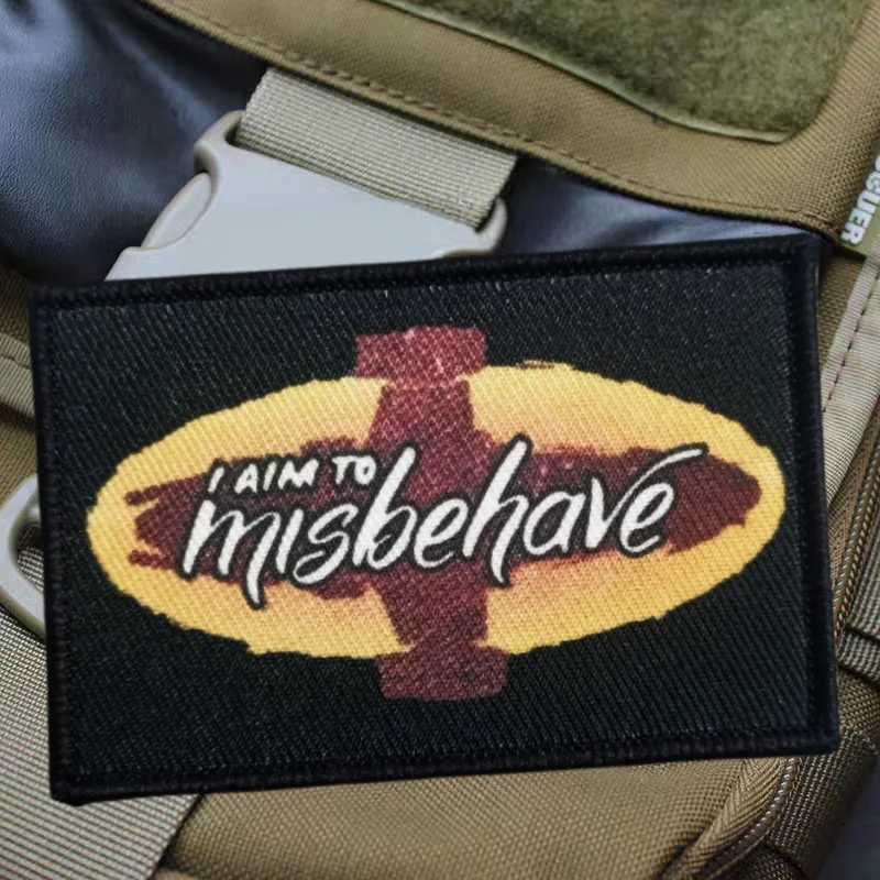 Parche estampado I Am To Misbehave, chaleco táctico, insignia de moral con gancho y bucle, pegatinas decorativas para mochila, parches para brazalete para ropa - imagen 5