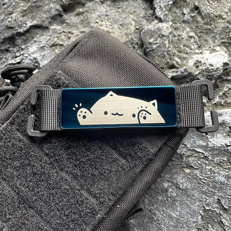Parches de gato de dibujos animados de Metal, bonito emblema de moral de gato, brazalete táctico creativo, insignia de gancho y bucle, mochila al aire libre, accesorios para bolsos - imagen 4