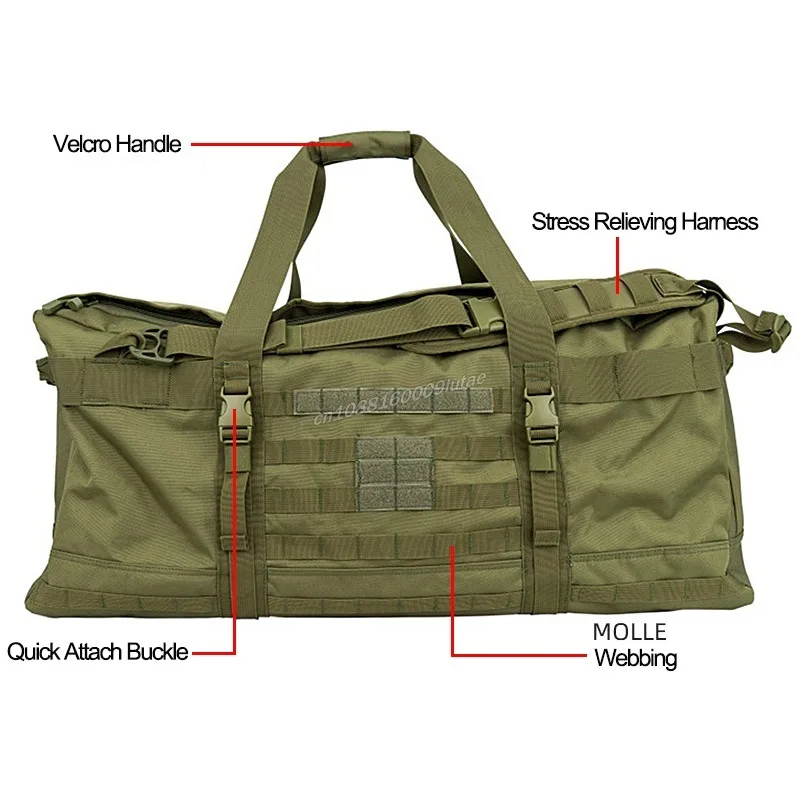 Bolsa de lona de equipaje de 106L, bolso grande para acampar, mochila táctica para senderismo, montañismo, viajes, bolsas impermeables multifuncionales - imagen 3
