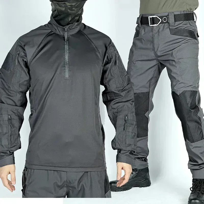 Trajes tácticos para hombre, camisa de entrenamiento, pantalones Cargo, conjuntos de combate, ropa de caza al aire libre, uniforme de camuflaje, ropa Ripstop de secado rápido para senderismo - imagen 4