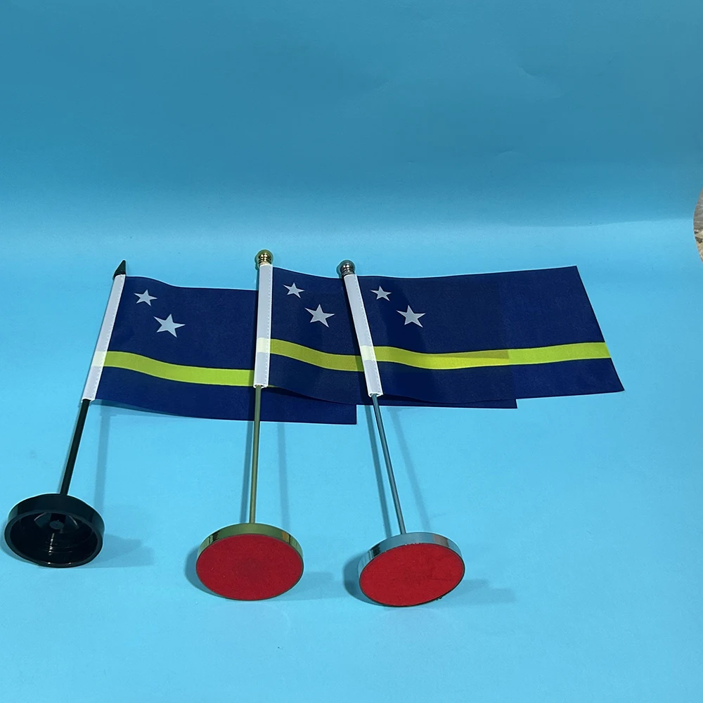 BANDERA DE SKY Bandera de escritorio de oficina Bandera de Curacao 14x21 cm poliéster Curacao Banner nacional Adornos de escritorio Banderas - imagen 2