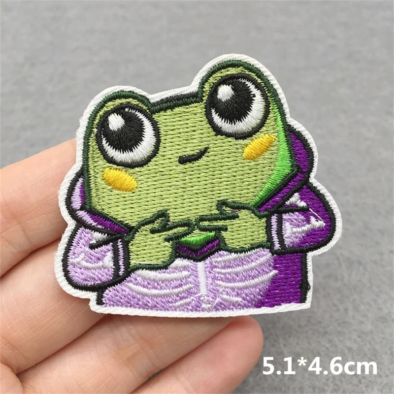 Parches bordados de animales para ropa, apliques de costura DIY, dibujos animados de gato/Rana, parches para planchar en la ropa, parche Fusible - imagen 4