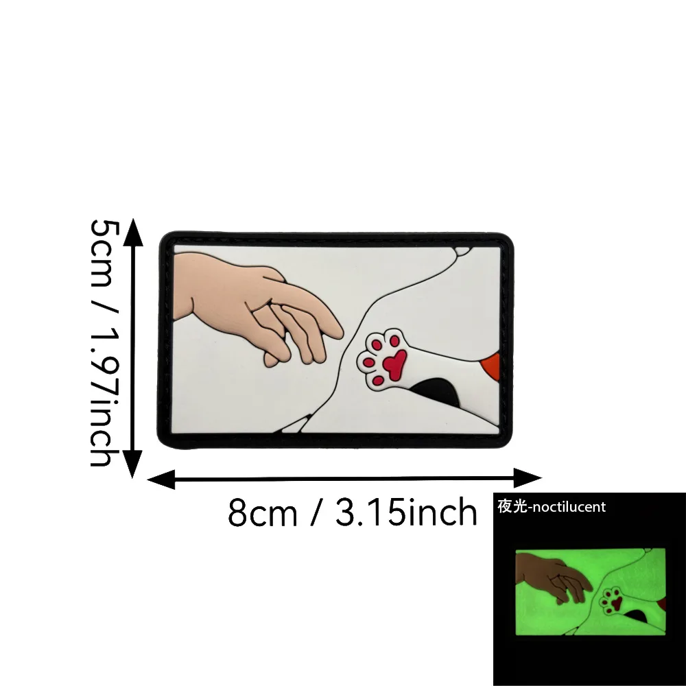 Insignia de pata de gatito Genesis, parche de luz nocturna de moral, pegatina para mochila militar táctica, parches de gancho y bucle de PVC para ropa - imagen 4