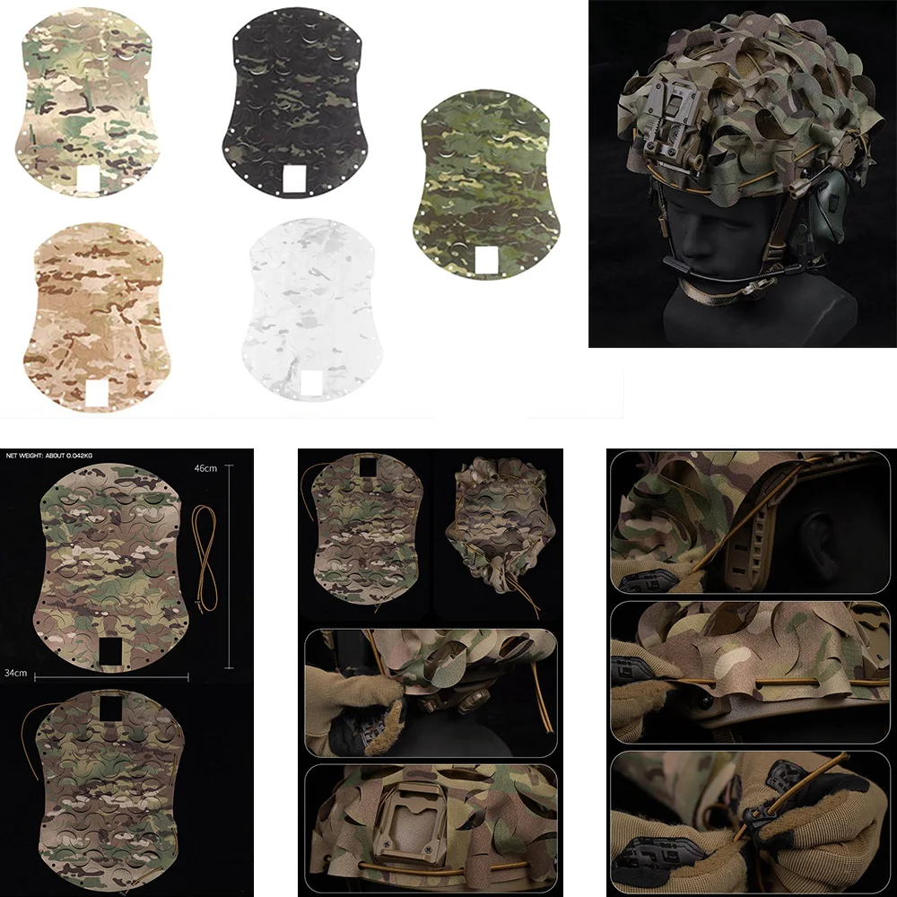 Casco ligero para exteriores con corte láser, cubierta de camuflaje 3D, tela para casco de malla, Paintball, caza, juego CS, accesorios para casco