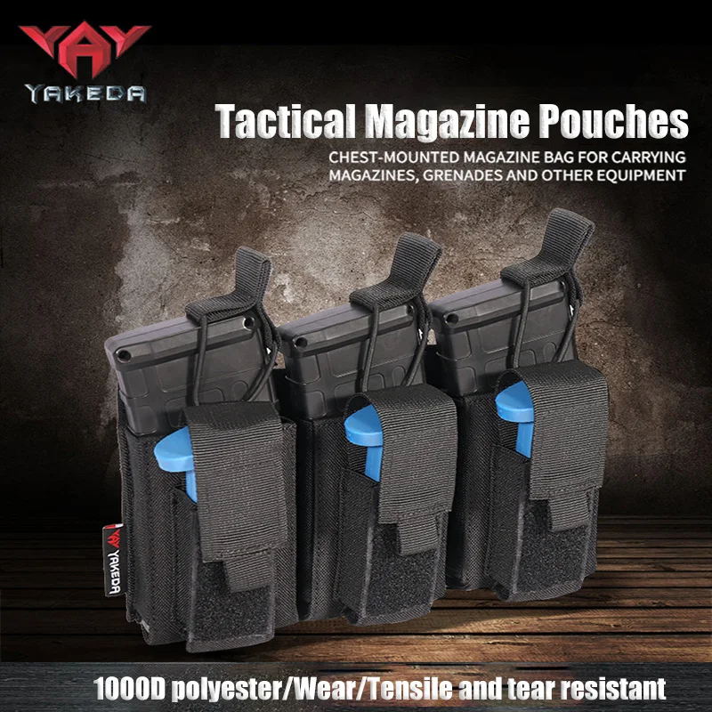 YAKEDA 9*5*2,4 pulgadas bolsa táctica Triple para revistas MOLLE Triple revista caza al aire libre Paintball Mag cartucho accesorios bolsa - imagen 2