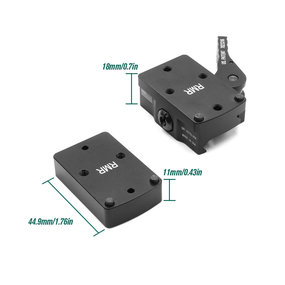 Soporte RM QD con placa elevadora para RMR Mini Red Dot Sight, bloqueo automático compatible con riel Picatinny Weaver de 20mm, disponible - imagen 3