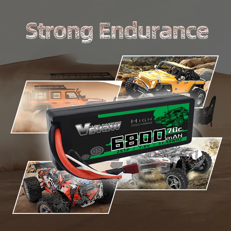 VSVAW Lipo 2S 6800mAh batería Lipo 7,6 V 70C con enchufe Deans para coche RC batería Lipo camión RC FPV Drone avión barco Buggy piezas - imagen 2