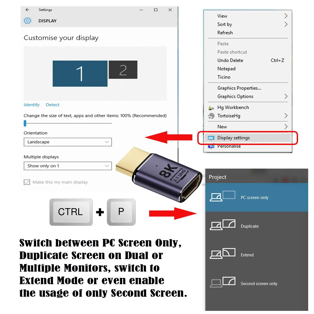 CY HDTV macho a HDTV 2,1 hembra, extensión UHD, Adaptador convertidor de oro, compatible con 8K, 60hz - imagen 5