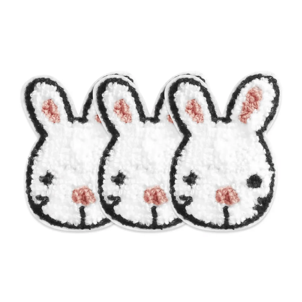 Parches bordados de chenilla de conejo Kawaii, parches para planchar para ropa, chaquetas, abrigos, pantalones vaqueros, insignias de animales lindos de dibujos animados DIY - imagen 4