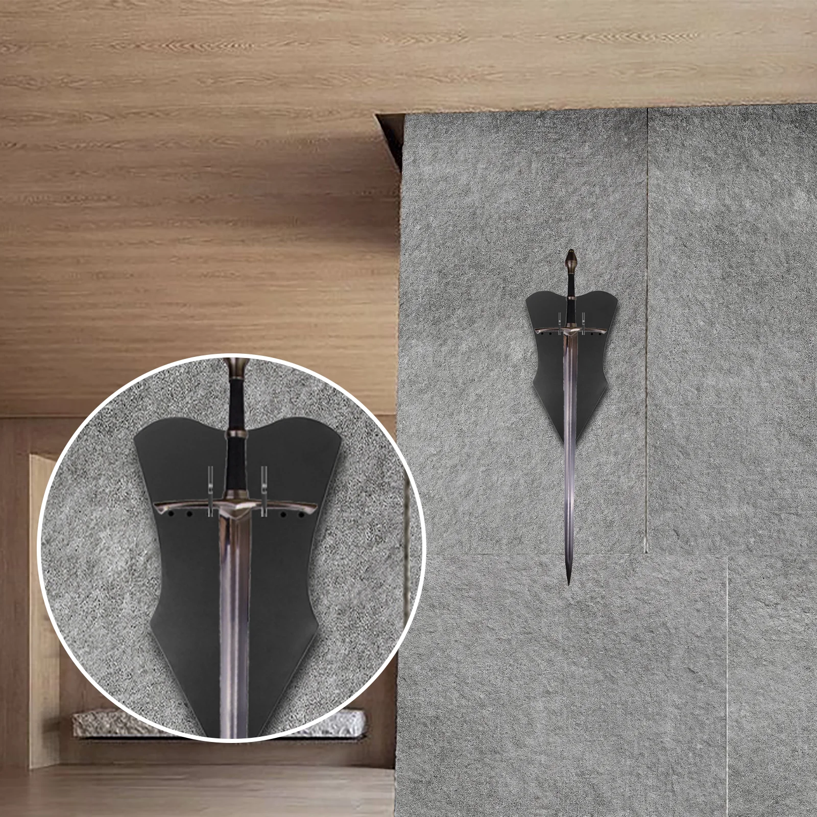 Soporte para espada de madera maciza, expositor de espada montado en la pared, estante de almacenamiento de espadas de madera para sala de estar, soporte de arco/madera - imagen 4