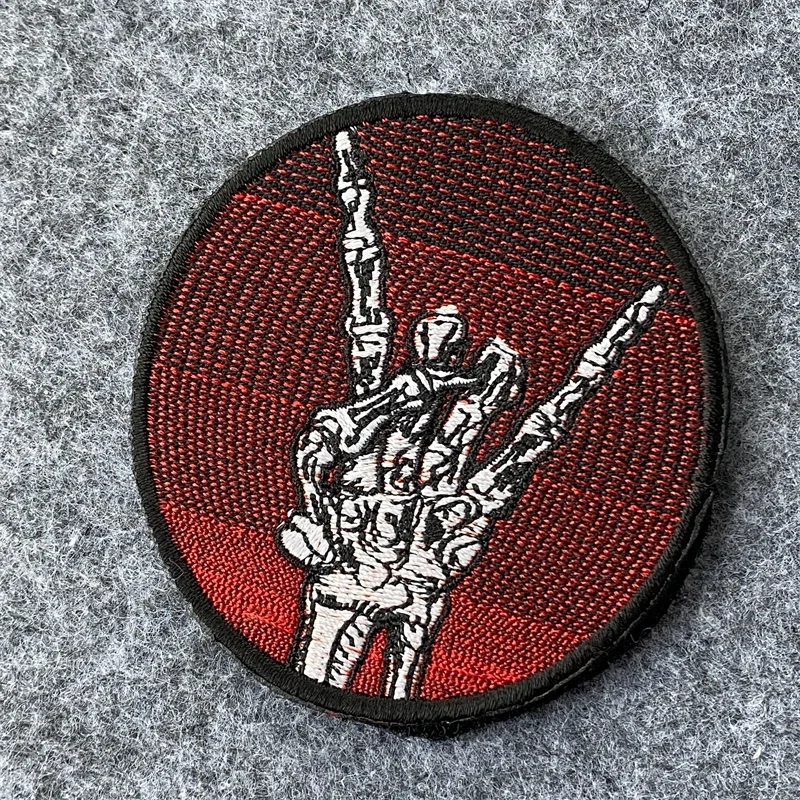 Parches bordados de dedo de Calavera, insignia de moral de táctica militar, brazalete, gancho y lazo, ropa, mochila, pegatinas decorativas - imagen 5