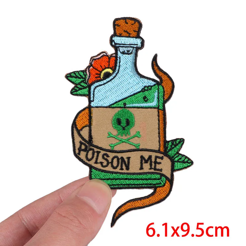 Parche bordado DIY parche Punk parches de calavera/botella para ropa parches termoadhesivos en ropa pegatinas bordadas cosidas - imagen 5