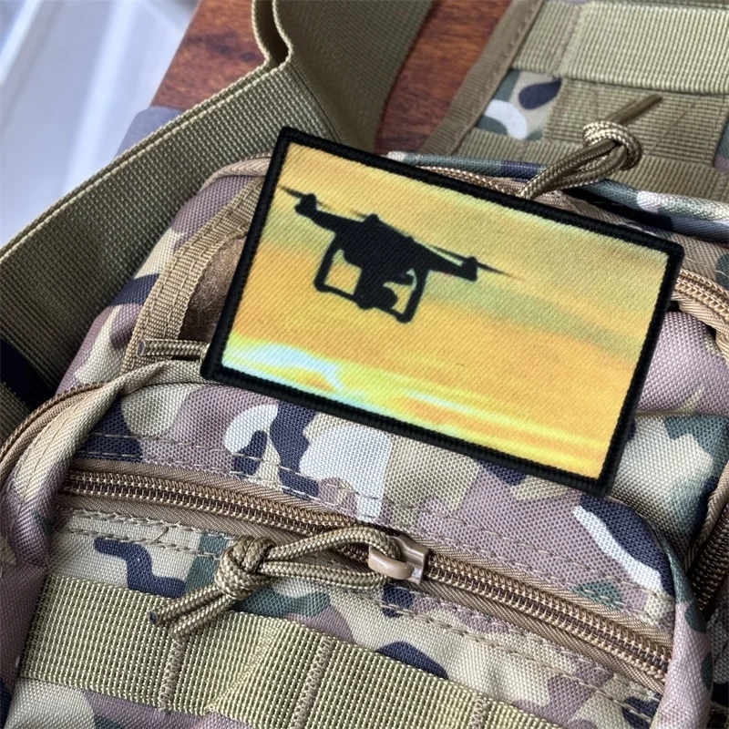 Parche táctico con estampado de UAV para ropa, insignia de moral, parche militar con gancho, accesorios para mochila, pegatinas