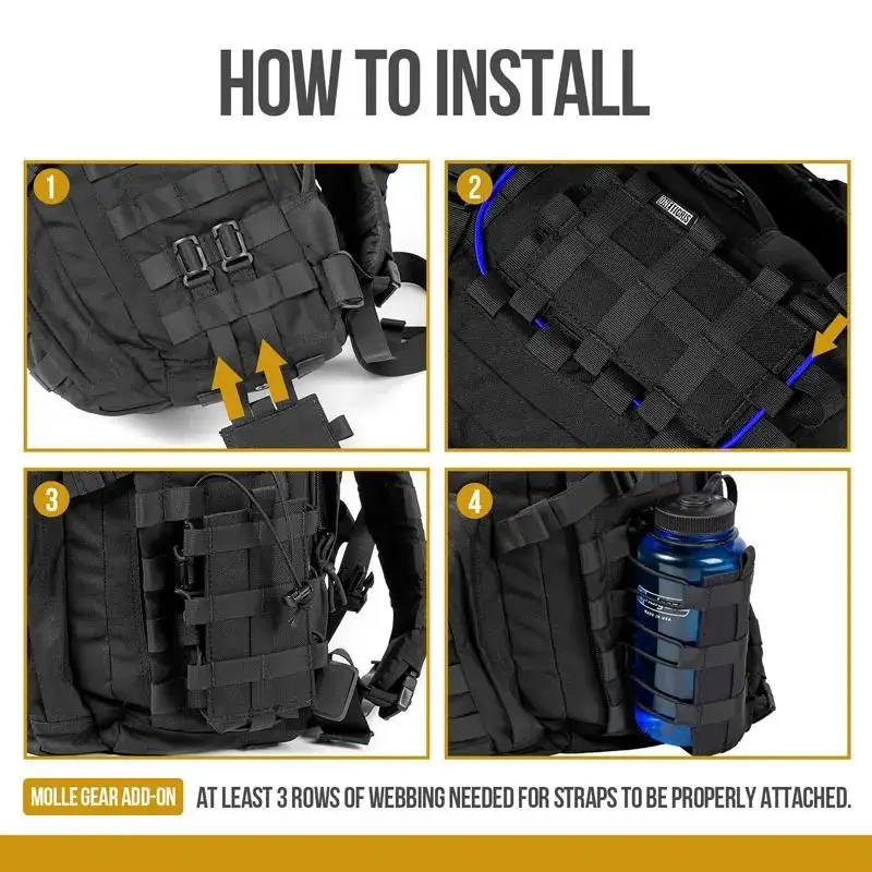 OneTigris Molle Funda para botella de agua, soporte para botella de agua ajustable de 34 oz, soporte para cantimplora MOLLE, bolsa para botella minimalista ROC - imagen 5