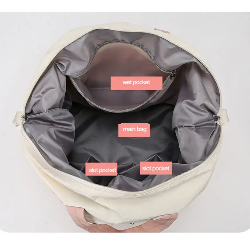 Bolsa de lona de viaje para gimnasio y Fitness, bolsillo seco y húmedo, Yoga, deportes al aire libre, entrenamiento, bolsos de hombro tipo bandolera, bolso de equipaje de gran capacidad - imagen 4