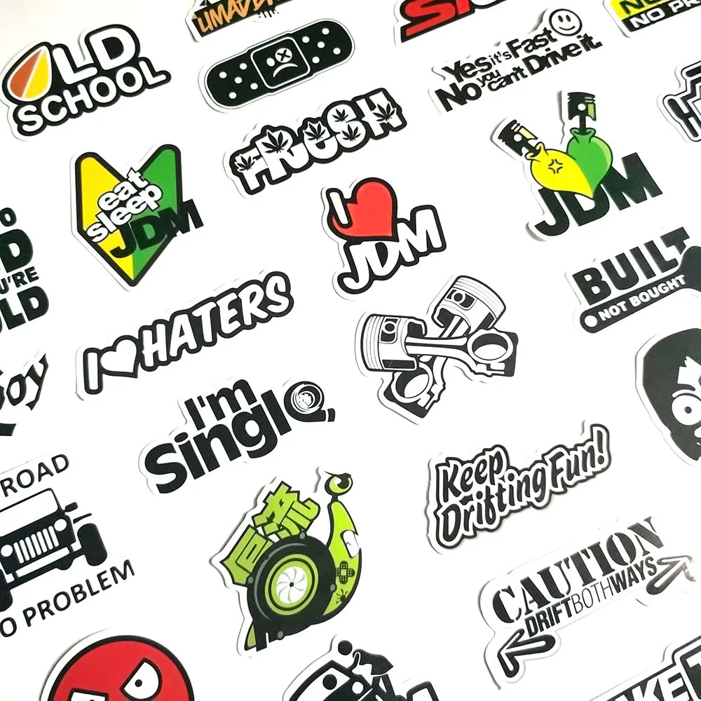 50 Uds. Divertidos pegatinas de estilo JDM monopatín equipaje parachoques bicicleta coche motocicleta Scooter calcomanías geniales pegatina bomba juguete impermeable - imagen 3