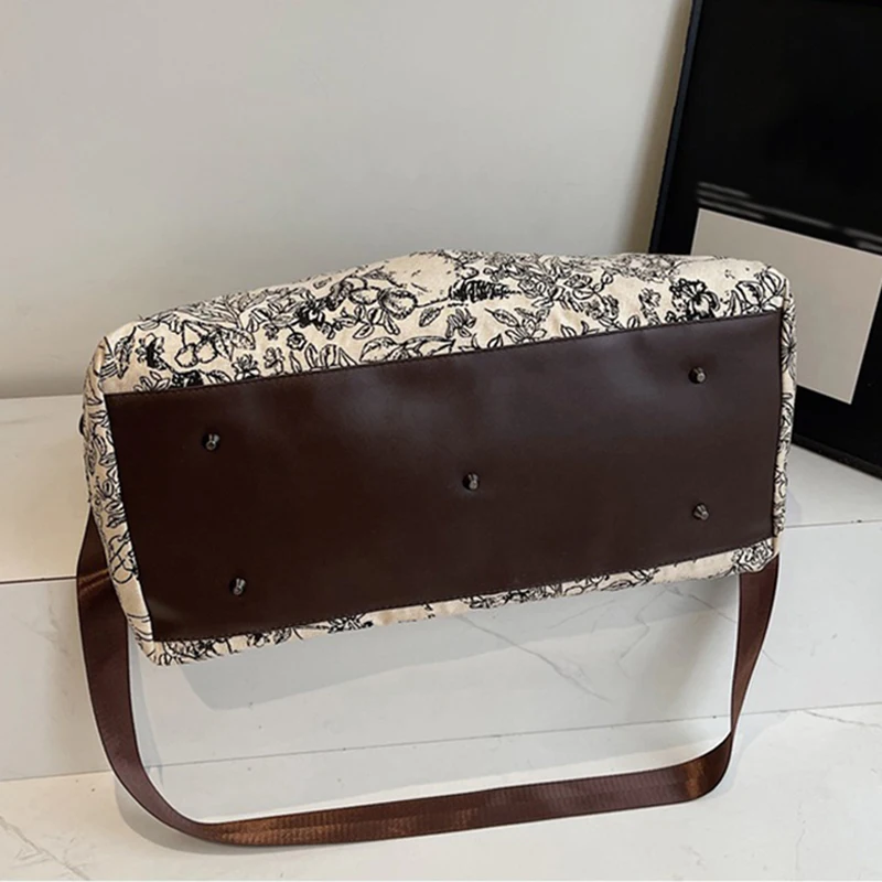 Bolsa de lona deportiva para mujer, bolsa de Yoga para gimnasio, Camping al aire libre, senderismo, escalada, equipaje ligero con estampado Retro, mochila escolar - imagen 5