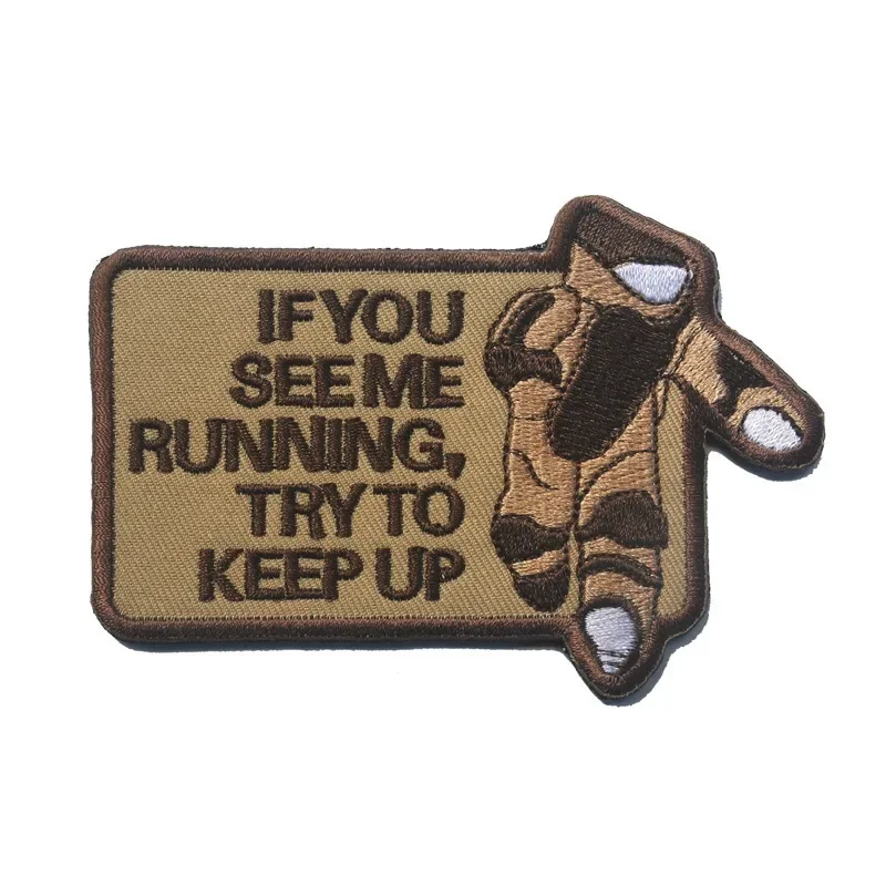Insignia de moral EOD If You See Me Running, parche bordado de gancho y bucle, brazalete táctico, pegatina de mochila - imagen 2