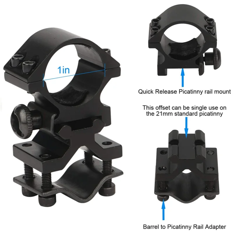 Soportes universales para alcance de 1 pulgada y 25,4mm, soportes para linterna y antorcha para riel Picatinny/Weaver estándar de 20mm - imagen 5
