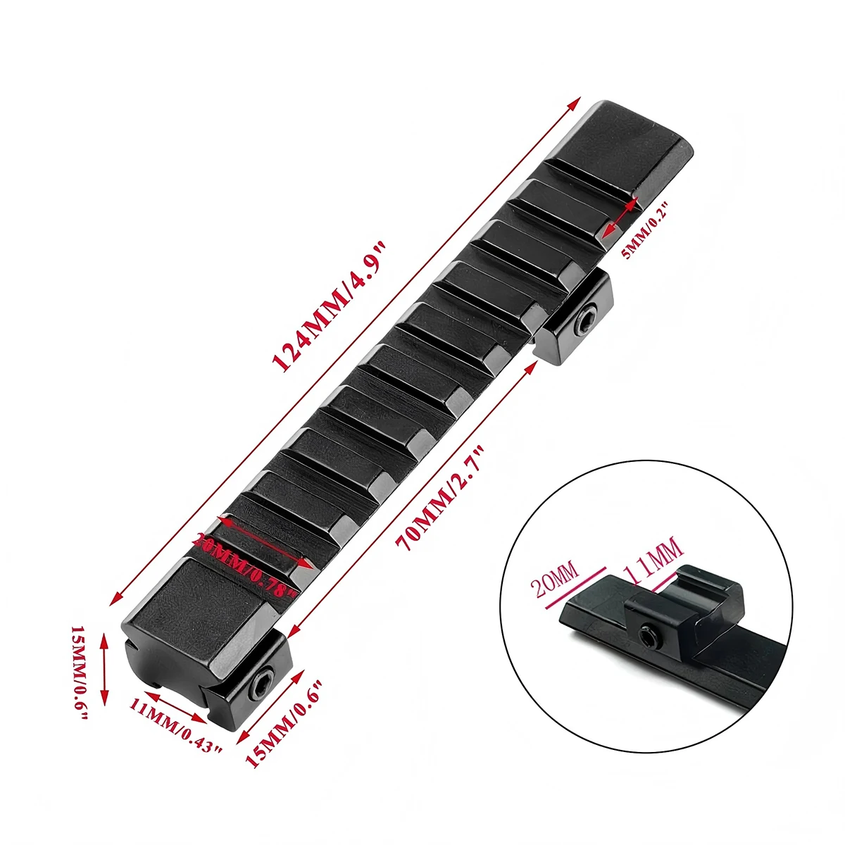 Cola de milano táctica, soporte para mira telescópica para Rifle de 11mm a 20mm, adaptador de riel Picatinny, soportes para linterna con mira láser - imagen 4