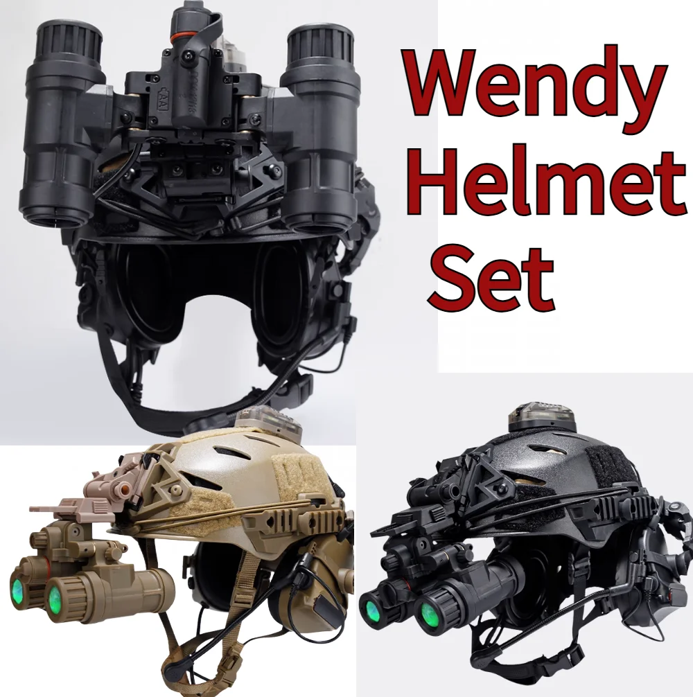Conjunto de casco táctico Wendy Airsoft con modelo de visión nocturna, auriculares con luz de señal, traje de caza, tiro, CS, juego de guerra, accesorios Cos