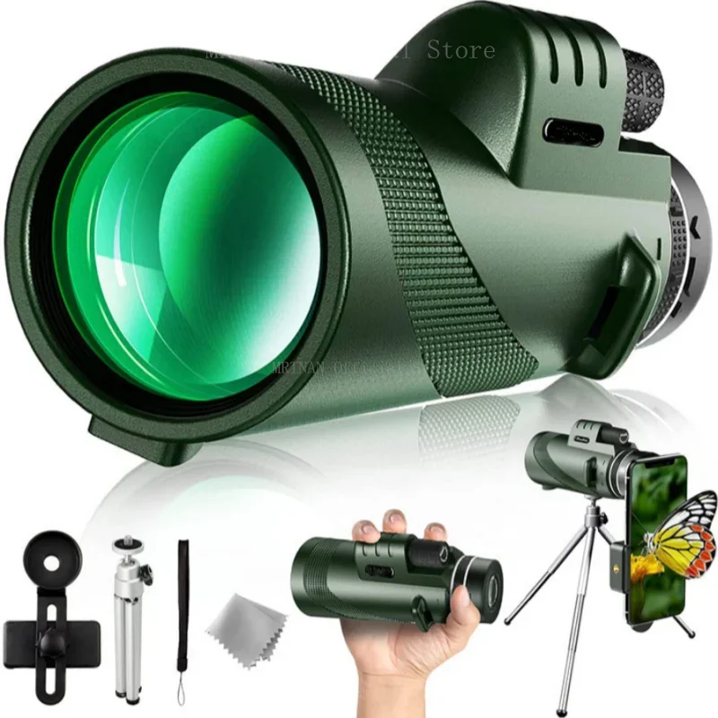 Potente telescopio Monocular HD 80X100 de 50000M, Zoom de largo alcance con trípode, Clip para teléfono para caza al aire libre, Camping y turismo - imagen 4