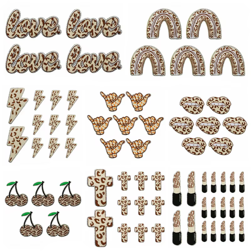 Parche bordado con lentejuelas leopardo termoaplicable para planchar