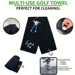 Toalla de Golf de 40x60cm, pelota limpia para palos, divertida microfibra Premium, suave, absorbente, Clip de aluminio bordado, accesorios para bolsas de Golf