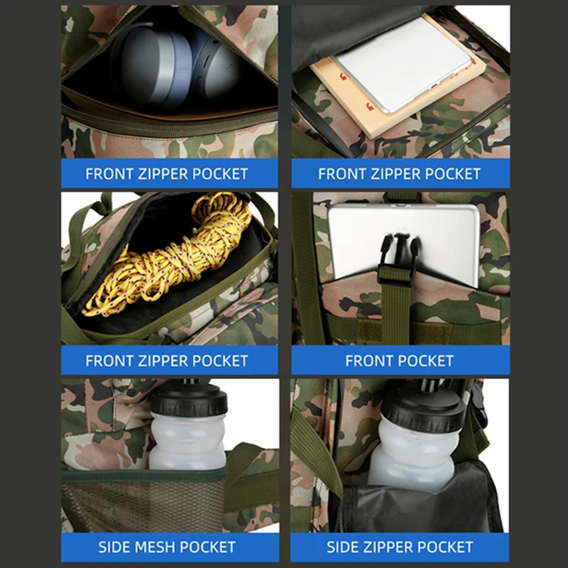 Mochila de Montañismo al aire libre, bolsas resistentes para viajes, escalar y senderismo, bolsa con compartimento para zapatos multifuncional de gran capacidad - imagen 2