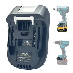 Adaptador de Batería DM18M con Conector de Carga USB para Baterías Dewalt de 20V y Milwaukee de 18V, Convierte a Makita de 18V BL1830 (Sin Batería)