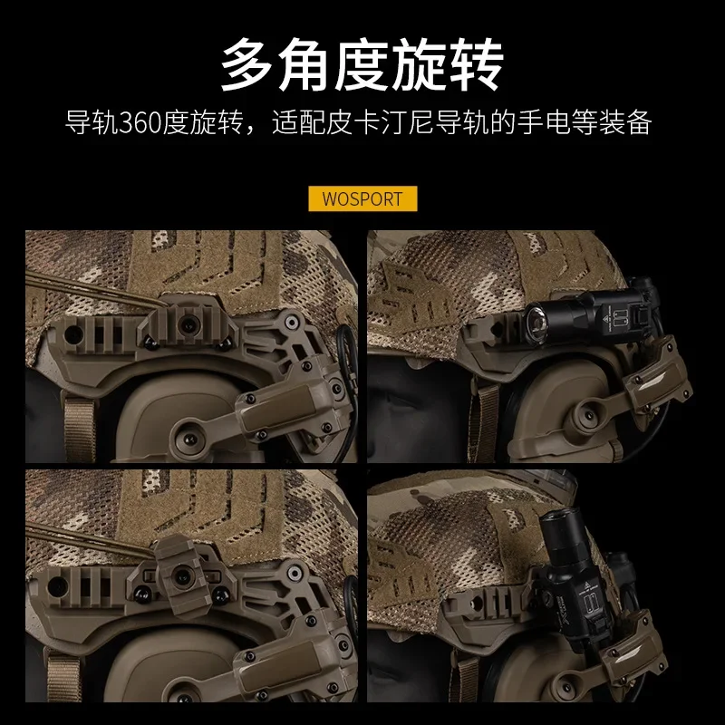 Adaptador de montaje para linterna, riel lateral para casco de nailon, rotación de 360 grados para riel WENDY 3,0/M-LOK - imagen 3