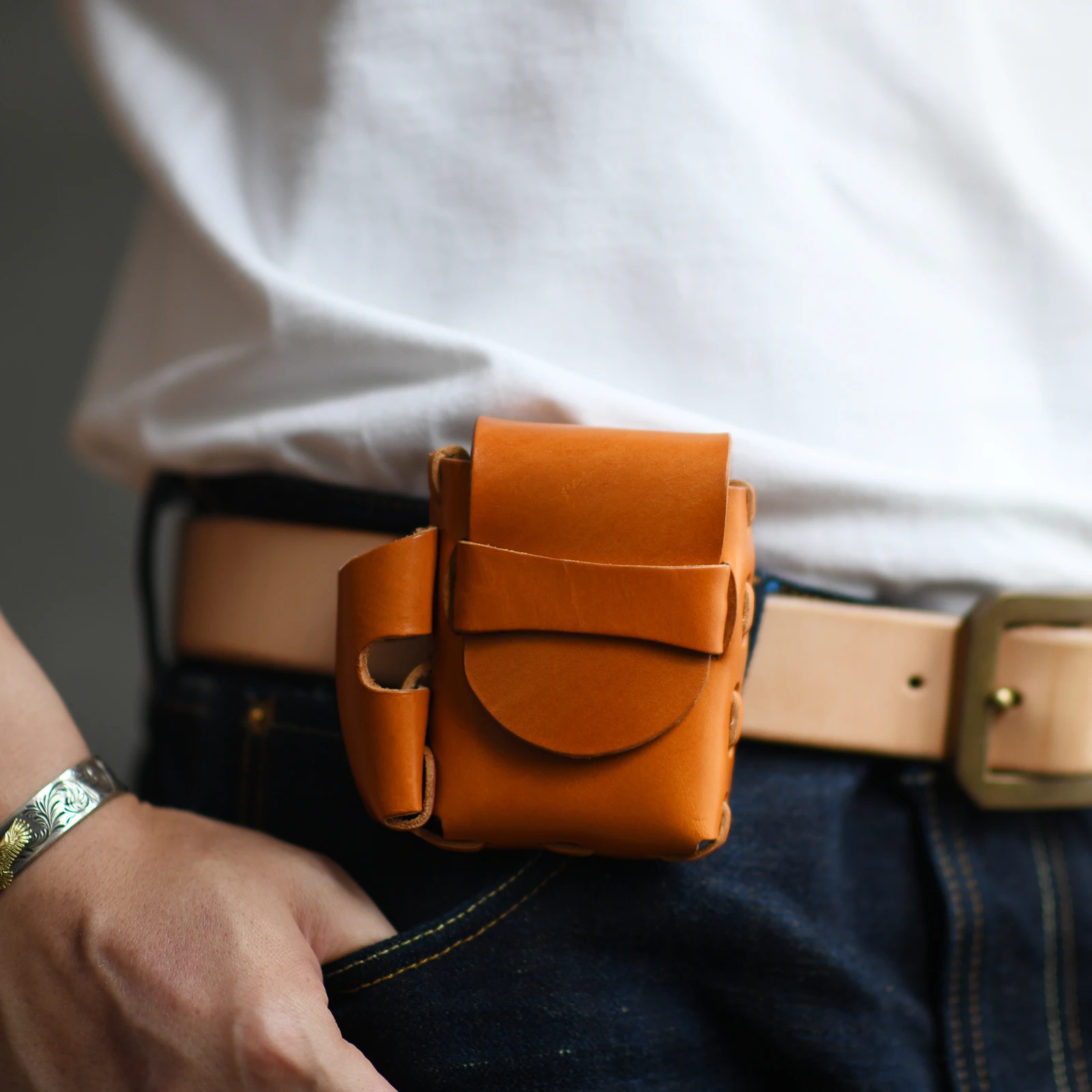 Paquete de cigarrillos de cuero de vaca puro hecho a mano para hombres, capa de plomo, bolsa de encendedor de cuero de vaca Real - imagen 4