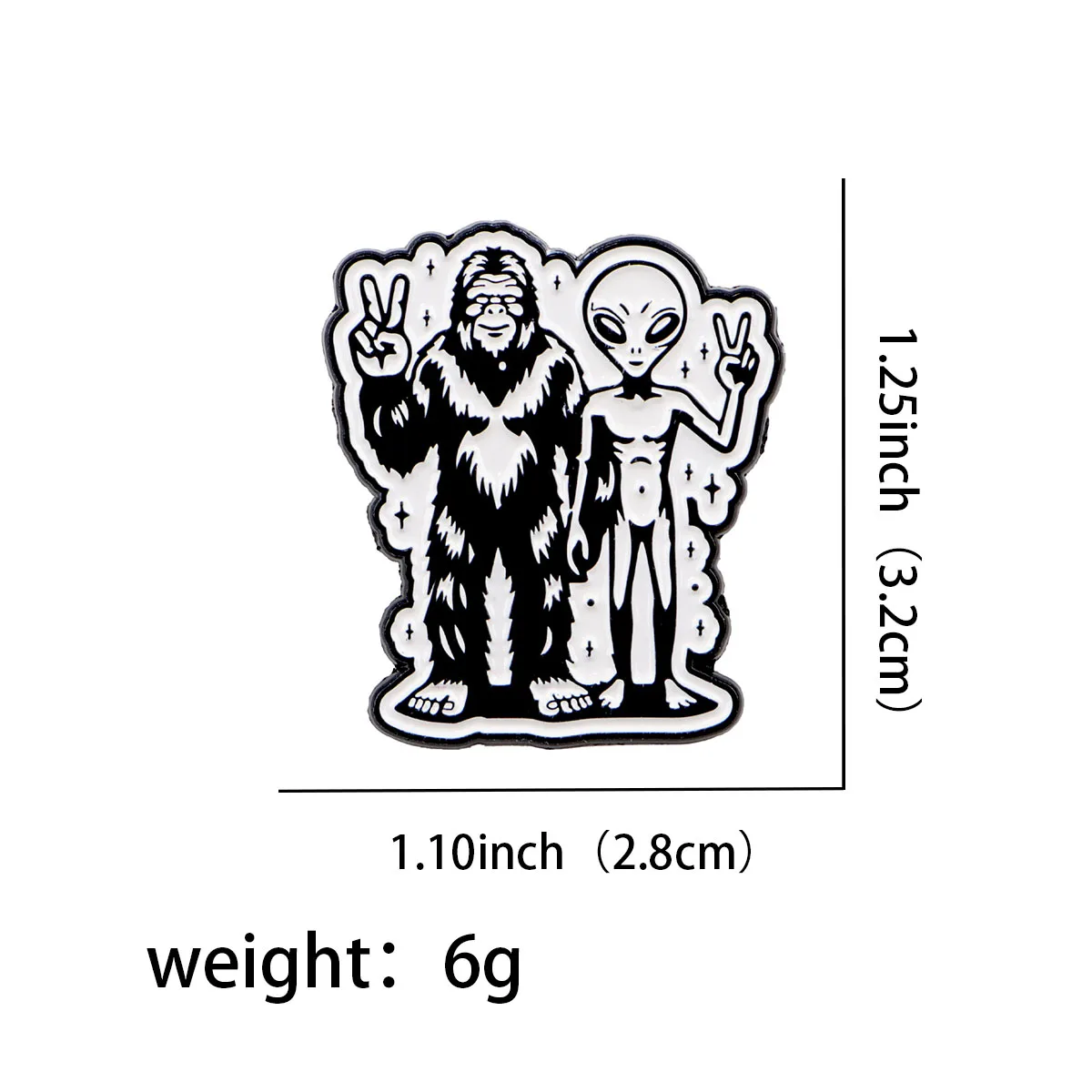 Alfileres esmaltados de Sasquatch y Alien Peace, broches de dibujos animados, insignias de solapa, decoración de joyería, regalo de joyería divertido para niños y amigos - imagen 2