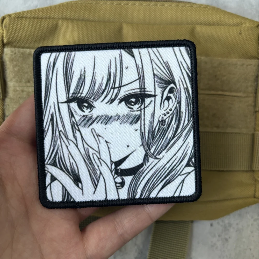 Parche táctico de Chica de Anime, parches de gancho y bucle impresos en ropa, insignia de moral militar, brazalete, pegatinas para mochila - imagen 5