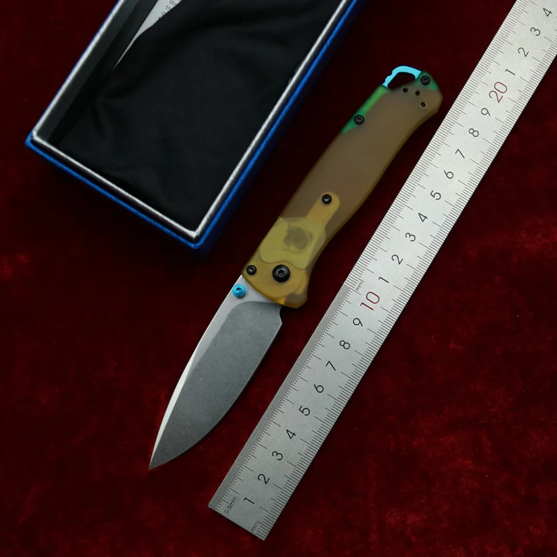 LEMIFSHE Cuchillo plegable S90V – Mango Ultem ámbar supervivencia