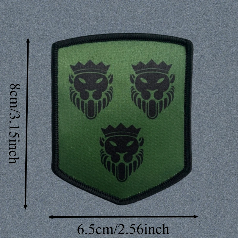 Parche con estampado de cabeza de león y corona, chaleco táctico, insignia de moral con gancho y bucle, pegatinas decorativas para mochila, parches para brazalete para ropa - imagen 3