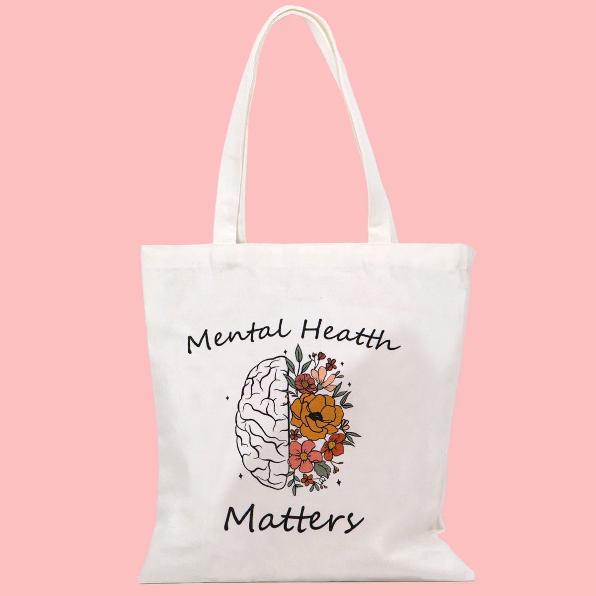 Bolsos de hombro para la salud Mental para mujer, bolso de mano para médico y enfermera, bolso de compras Vintage, bolso de mano de lona informal - imagen 5
