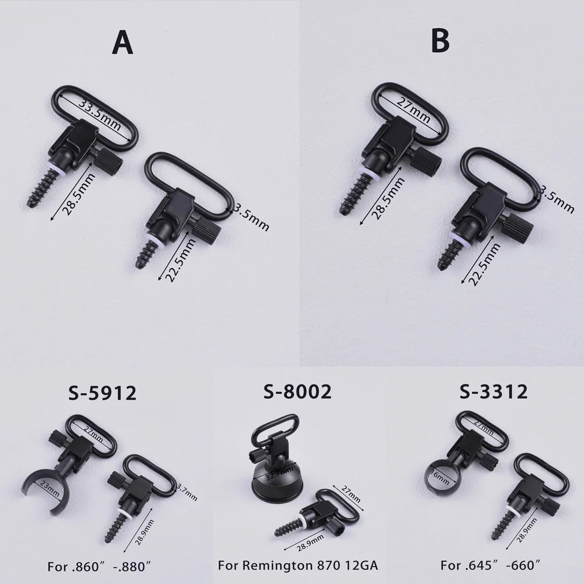 Juego de adaptadores giratorios de eslinga desmontable rápido de Metal táctico Mossberg 500 Remington 870 1100 para Rifle Shotgun Express 20GA 12GA