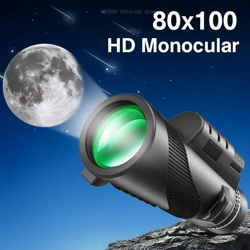 Potente telescopio Monocular HD 80X100 de 50000M, Zoom de largo alcance con trípode, Clip para teléfono para caza al aire libre, Camping y turismo - imagen 4