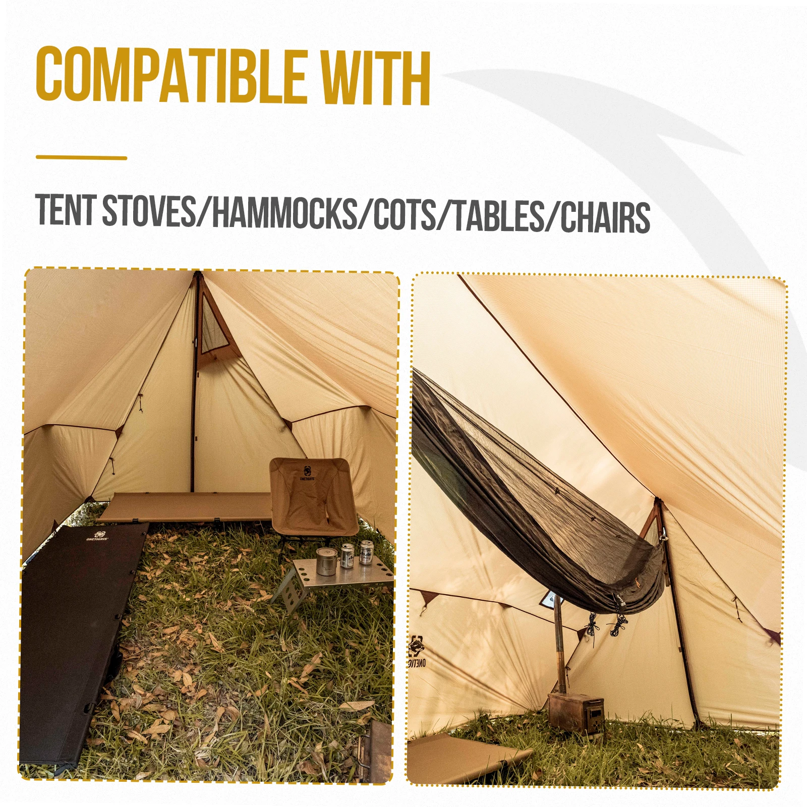 OneTigris ROCDOMUS Hammock Awning & Hot Tent Wood Burning Stove Compatible Waterproof Outdoor Tarp Canopy/Rain Fly Camping Cover - imagen 5