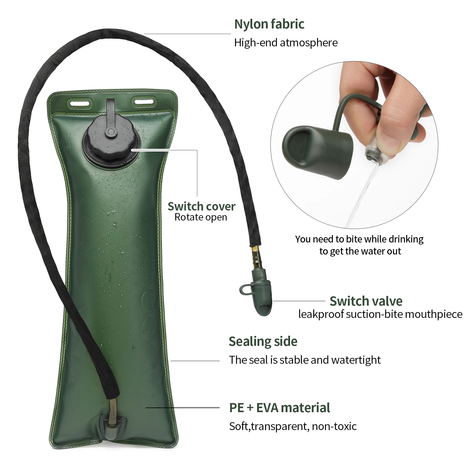 Paquete táctico de hidratación acuática, mochila Camel de clase militar con vejiga de agua a prueba de fugas de 3L para correr, trotar y andar en bicicleta - imagen 5