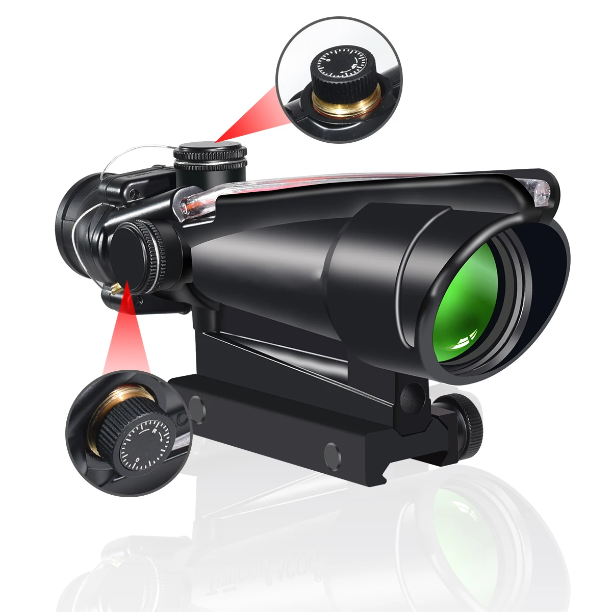 Óptica táctica 5x35 iluminación de fibra Real punto rojo o flecha retícula grabada de vidrio mira telescópica de caza con relieve - imagen 4