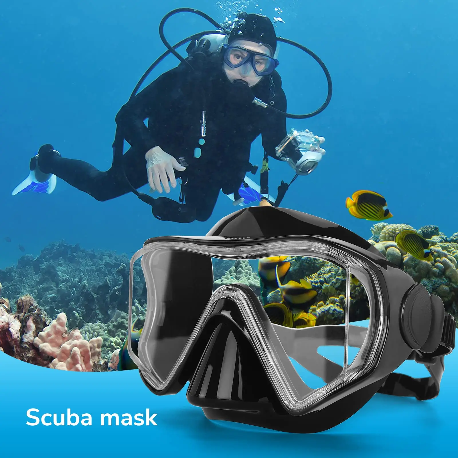 Máscara de buceo, equipo de máscara de snorkel profesional, gafas de snorkel, máscara de buceo antifugas, máscara de gafas de natación para adultos - imagen 2